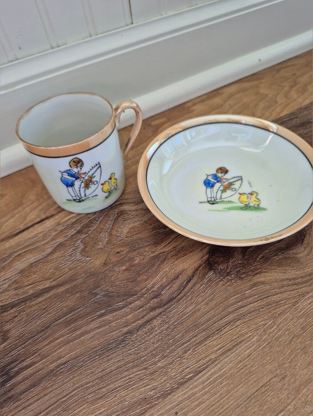 Vintage Lusterware Baby Bowl And Cup